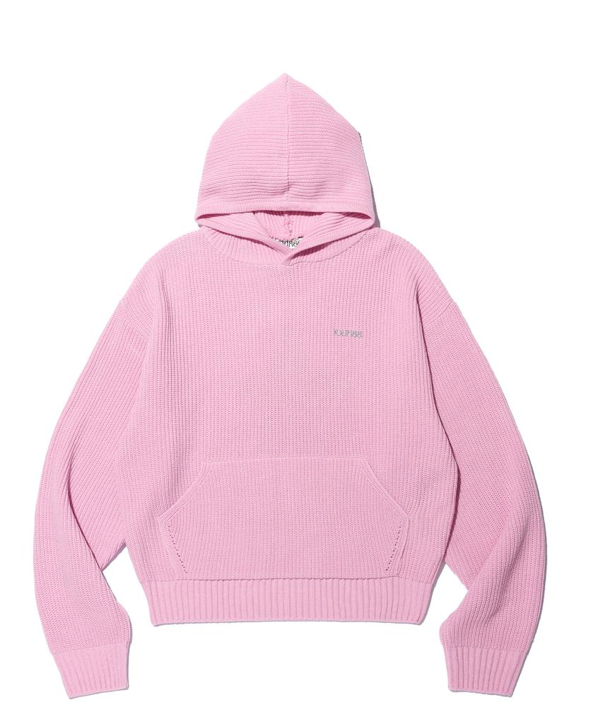 YOUHEE Star Knit Hoodie Pink