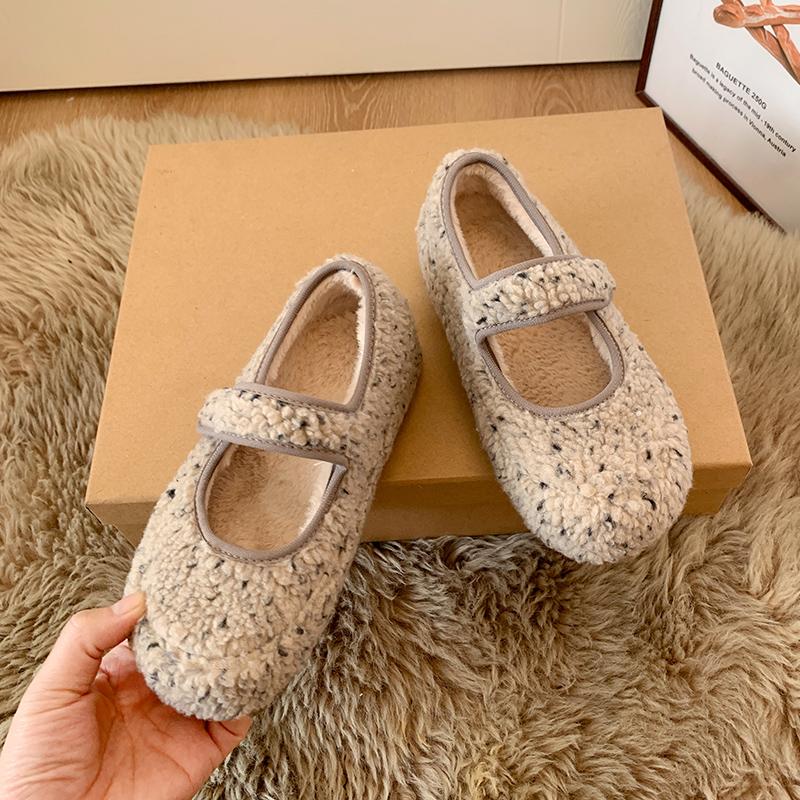 Женские туфли-балетки с подкладкой из леопардового меха Лаконичные туфли с круглым носком Мелкие туфли Комфортные Теплые Хлопковые Уличные Туфли для Осени Зимы 35 серый 3270₽