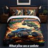 Monster Truck Theme Custom Text Or Name 3Pcs Bedding Set,1 Flat Sheet & 2 Pillowcases Personalized Home Bedding