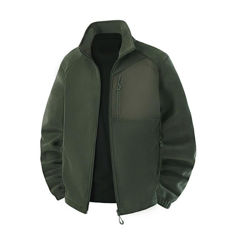 New Men's Stand-up Collar Thickened Fleece Jacket with Velvet Warmth and Windproof Fashion