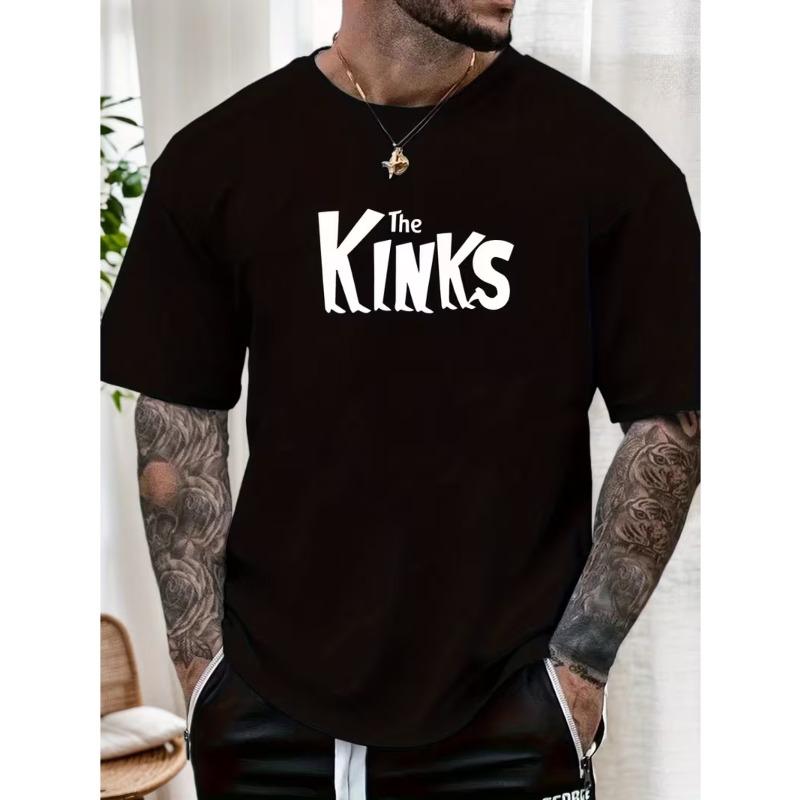 Мужская футболка The Kinks Винтажная с логотипом группы, Европейский размер - Официальная футболка музыкальной группы с культовым принтом логотипа, Белая футболка с черно-белой надписью названия группы S чёрный