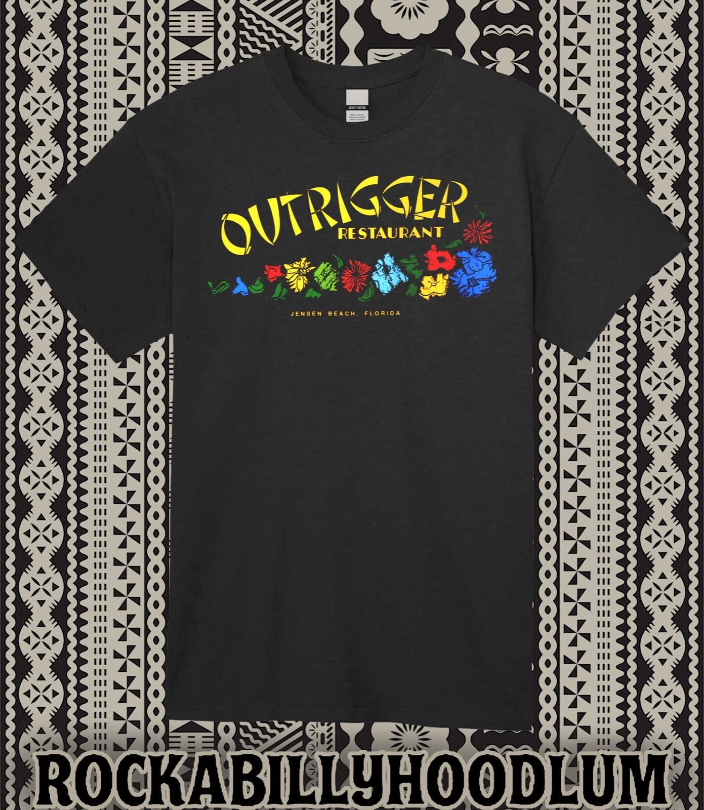 Retro Tee T Shirt Tiki Bar Restaurant Outrigger Jensen Beach FL Polynesian M