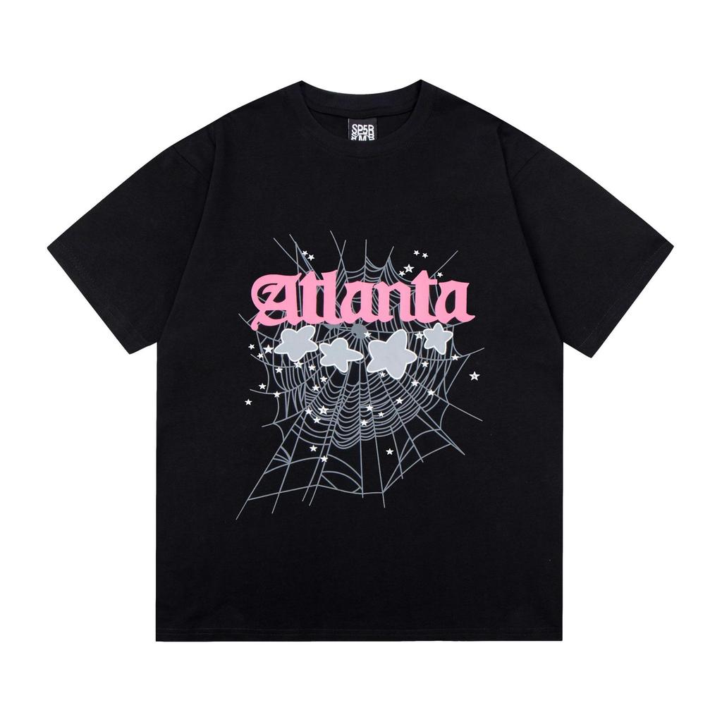 New Trendy Spider Web Print Short Sleeve Men's T-Shirt - Celebrity Style