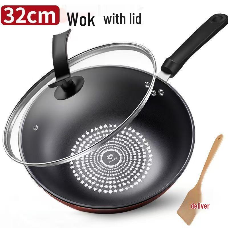 German Crystal Non-Stick Wok - Oil-Free, Smoke-Free Stir-Fry Pan for Induction and Gas Stoves