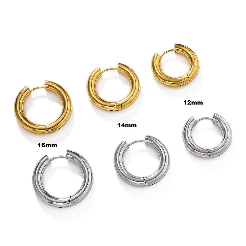 Unisex European Stainless Steel Hoop Earrings with Titanium Ear Studs