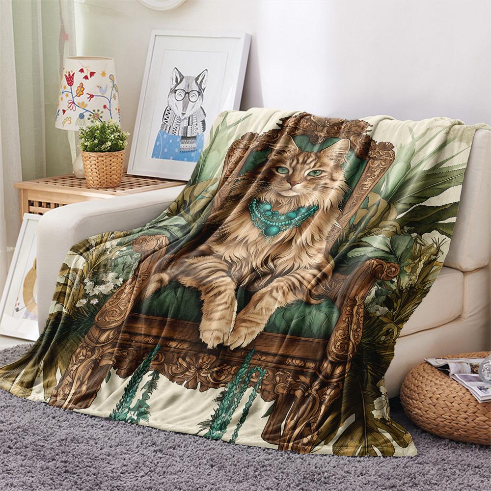 Gem Cat Print Flanelldecke, Hohe Qualität, Bequem für alle Jahreszeiten, Heimdekoration, Wärme und Komfort