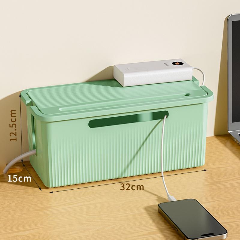 Cable Storage Box Desktop Charging Data Cable Storage Device Plug Socket Cable Management Device Black White Storage Organizer