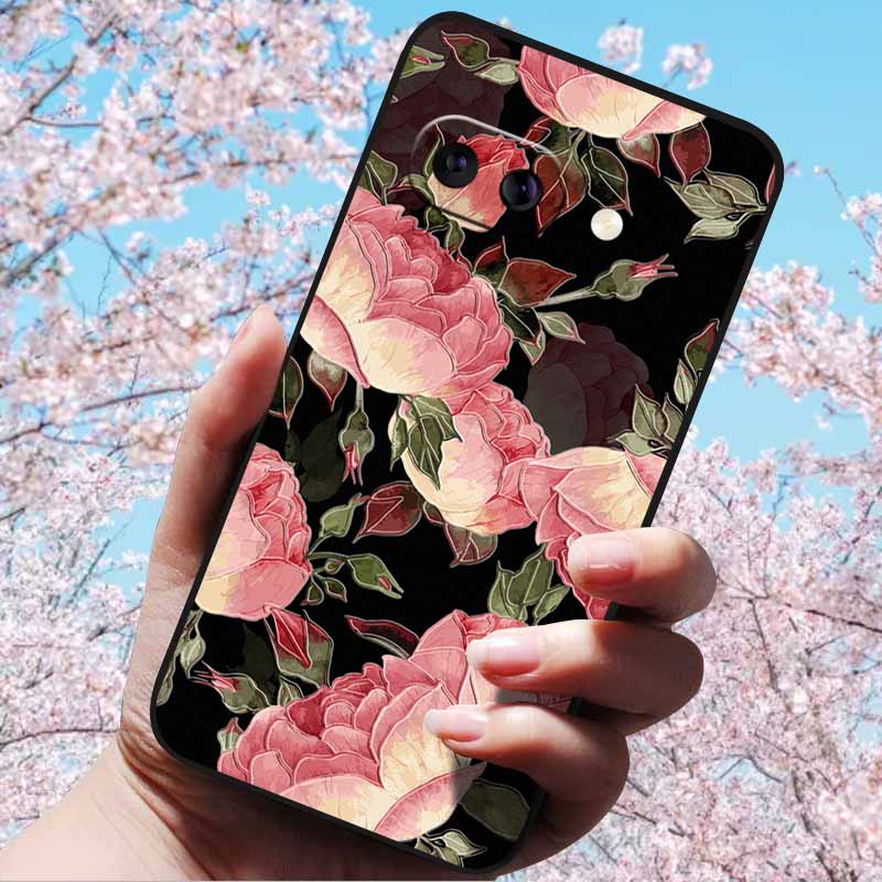 For Google Pixel 9a 3D Relief Flower Emboss Soft Silicone Case Cartoon Painted Back Cover for Google Pixel 9a 9 A 3D Relief Case