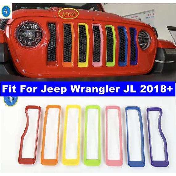 Car Front Racing Grille Grill Mesh Grille ert Decor Colorfully Cover Trim Accessories Fit For Jeep Wrangler JL 2018 -