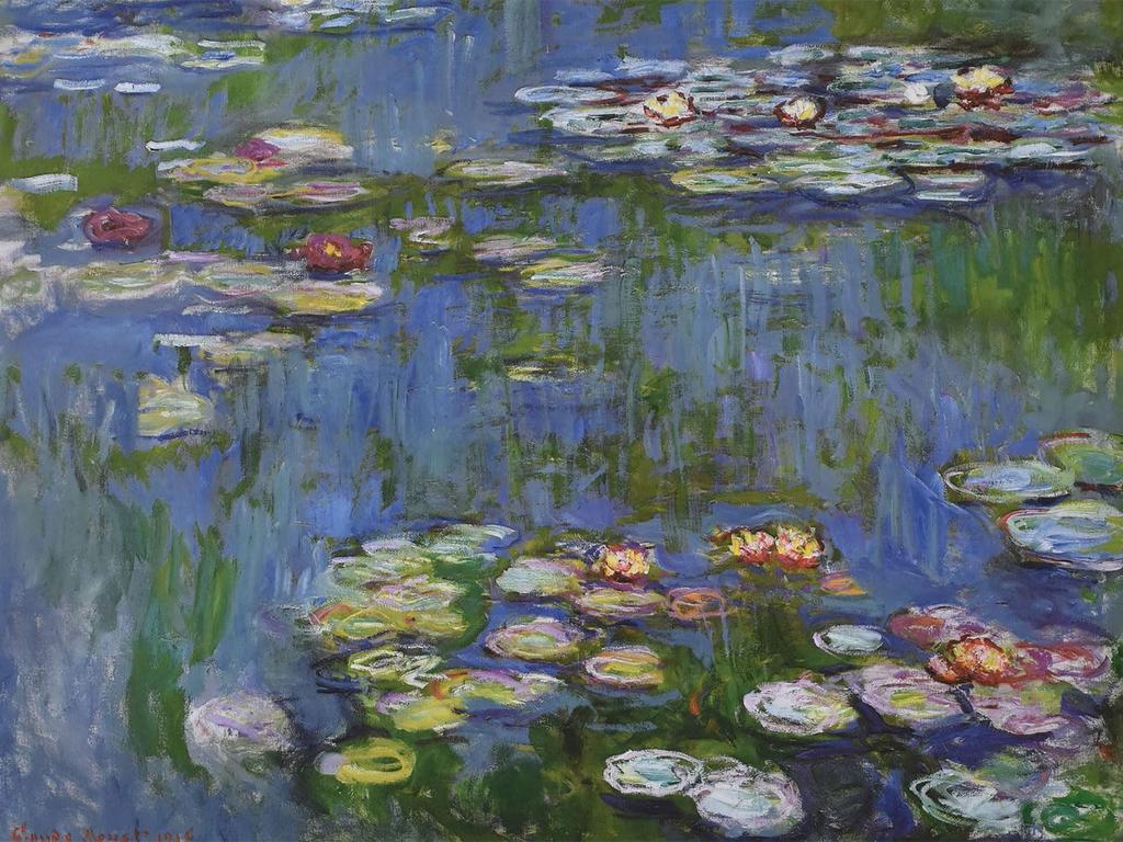 Sunny Town Gallery Gerahmter Claude gerahmter Faden und erhältlich in verschiedenen F8 x 61 - Gemälde, Bild Monets „Seerosen“, [mit Haken], Größen (49.5