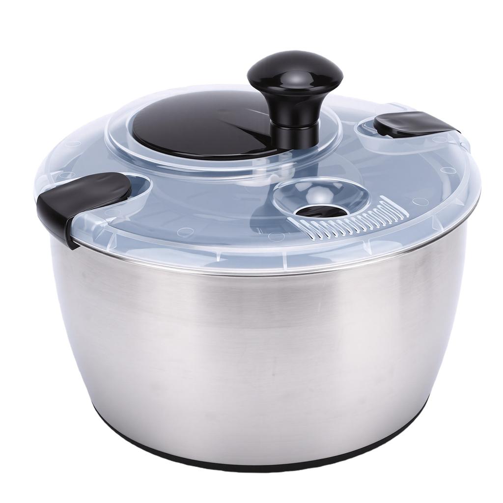 Stainless Steel Salad Spinner 5L Large Capacity Vegetable Washer with Crank Design Multifunctional Kitchen Tool