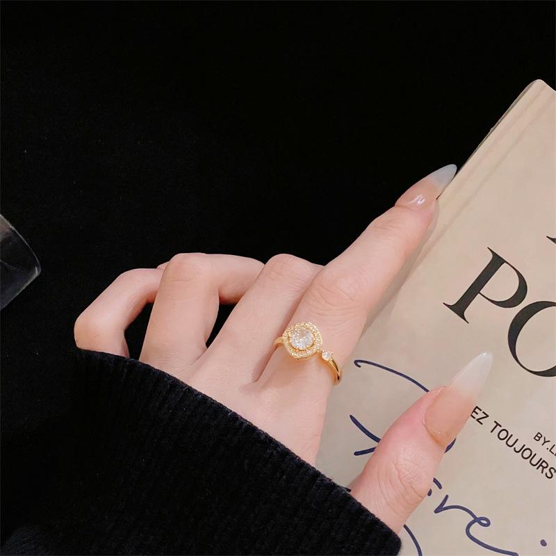 [Golden Mang Honey Language] Medieval Vintage Enamel Gold High-End Flower Opening Ring Female Light Luxury Ring