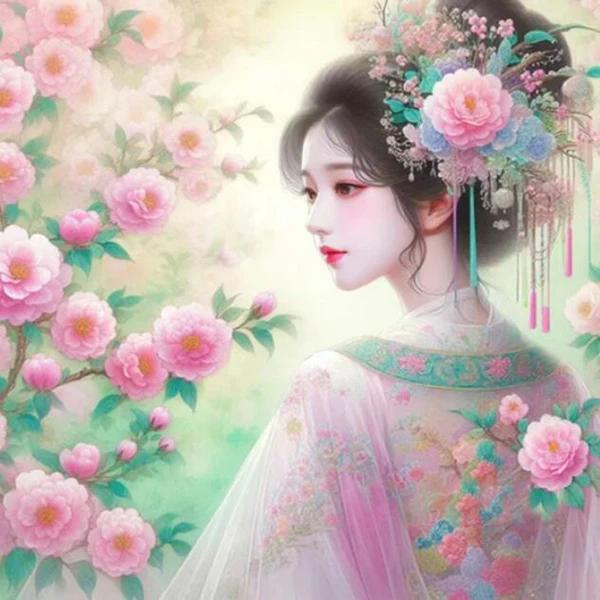 

Цветочная фея 5D DIY Алмазная картина Розовая слива Цветущая женщина Пейзаж 5D Вышивка крестом Мозаика Вышивка 2024 Домашний декор J3977 round 30x30cm дубильная кора