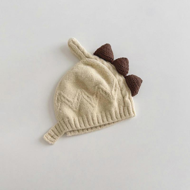 Lustige Archosaurier Plan Verflochtene Wintermütze für Kinder 3 8 Jahre Weiche Warme Mütze mit Ohrenklappen Sicherheit Weiß Milch