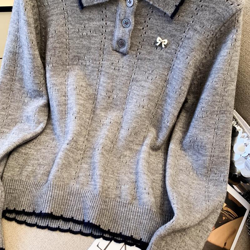 2025 Autumn Chic Korean-Style Oversized POLO Collar Knit Sweater for Women