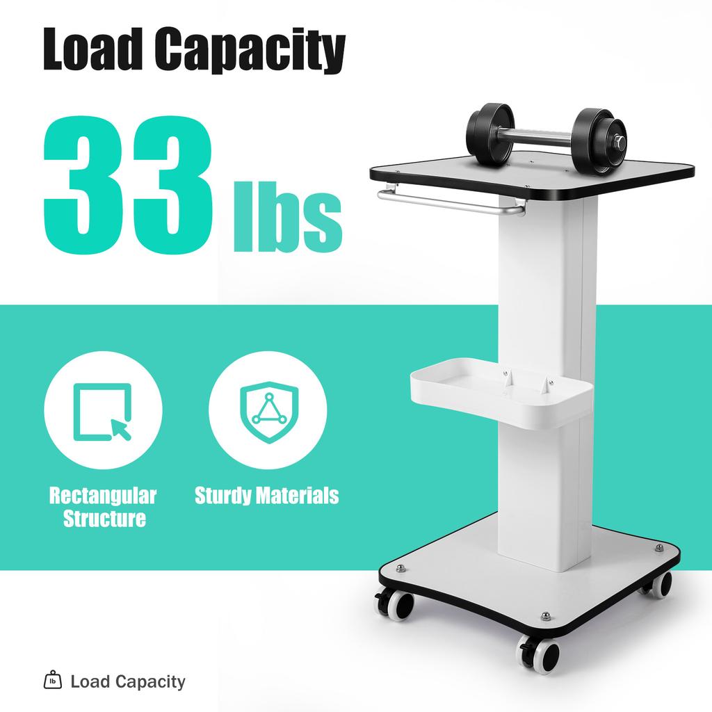 Salon Table Trolley Beauty Rolling Cart Spa Organizer Cart Storage Trolley Equipment Holder Load 15kg/33lbs