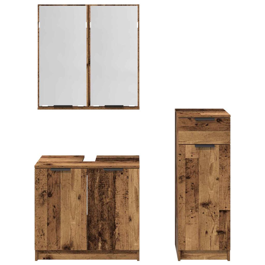 Bathroom Furniture Set with Drawers 3 pcs Reclaimed Wood Effect Particleboard
