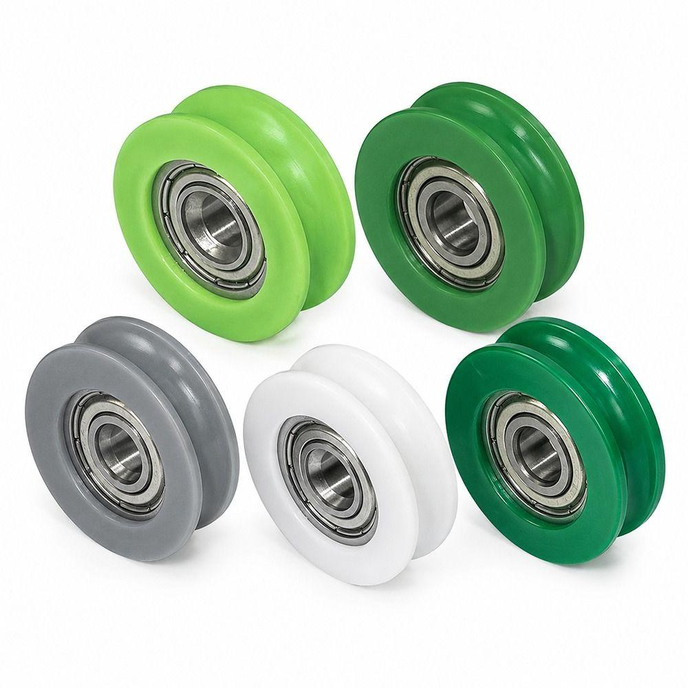 10 Pezzi 5mm Puleggia di Guida a Scanalatura a U Nylon POM Puleggia Rivestita in Gomma per Porta Scorrevole da Bagno