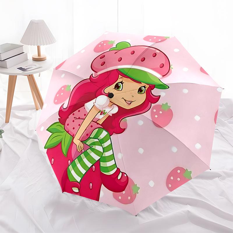 

Strawberry Shortcake Automatic Opening Folding Umbrella with 8-Rib Iron Frame - Perfect for Fans, Travelers, and Daily Use | Ideal Gift for