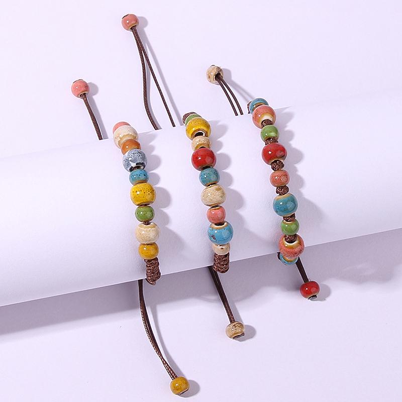Ethnic Colorful Ceramic Beads Hand Woven Bracelet For Women Accessories