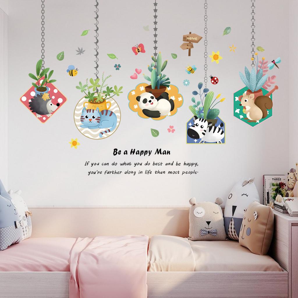 Kids Room Wall Stickers Cartoon Nursery Decoration Self Adhesive Removable Decor for Kindergarten Baby Bedroom Classroom