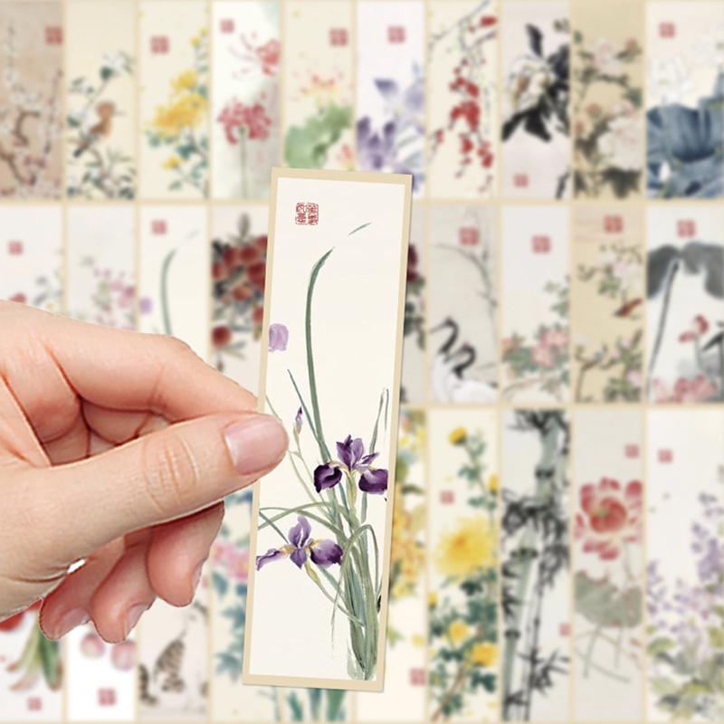 30pcs Chinese painting style bookmarks Chinese ink painting reading book page book marking notebook marking student stationery