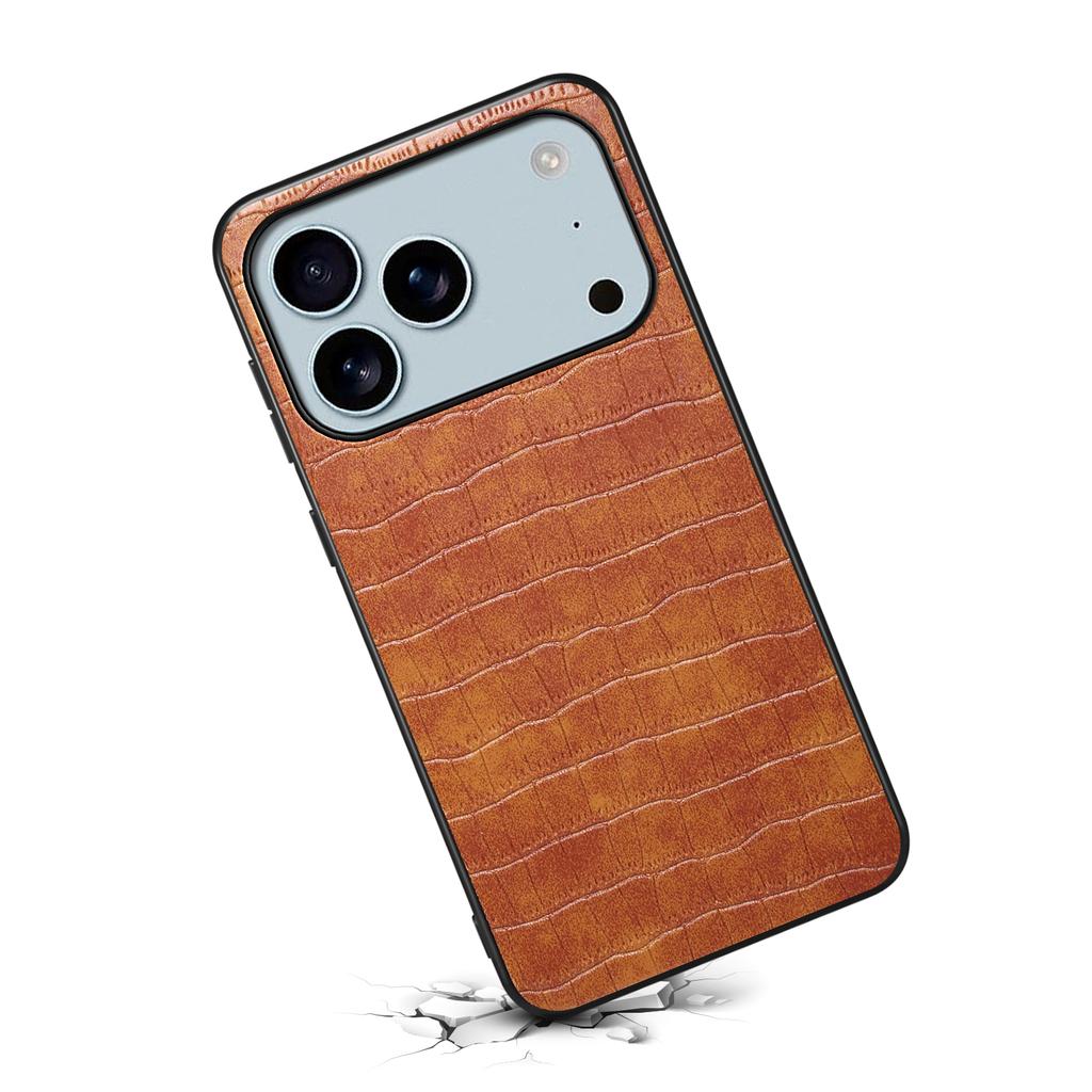 For iPhone 17 Pro Case Crocodile Texture Design Leather Slim Back Cover