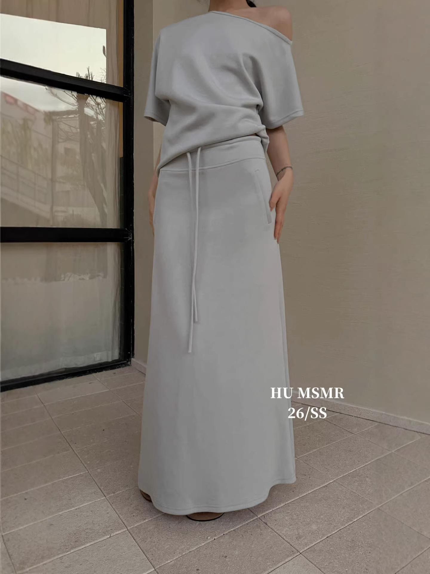 

Early Spring High-Waisted A-Line Skirt with Drawstring Design (C1530) Medium темно-синий