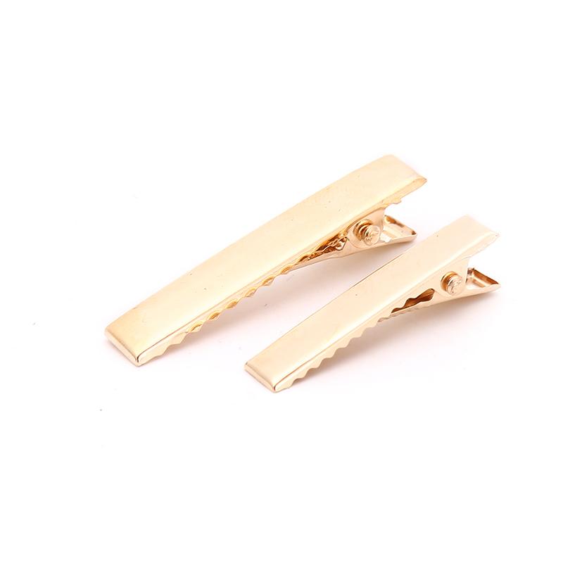 100Pcs Kc Gold Metal Alligator Hair Clips Pins Flat Top With Teeth For Diy Hairp