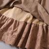Japan Style Mori Girl Lace Patchwork Linen Skirt Literature Embroidery Double Inner Lining A-line Skirt Spring