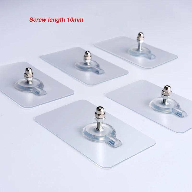 10pcs Punch Free Screws Hook Hanger Screw Free Sticker Wall Adhesive Hooks for Mount Wall Shelf Picture Hanging Kitchen Bathroom