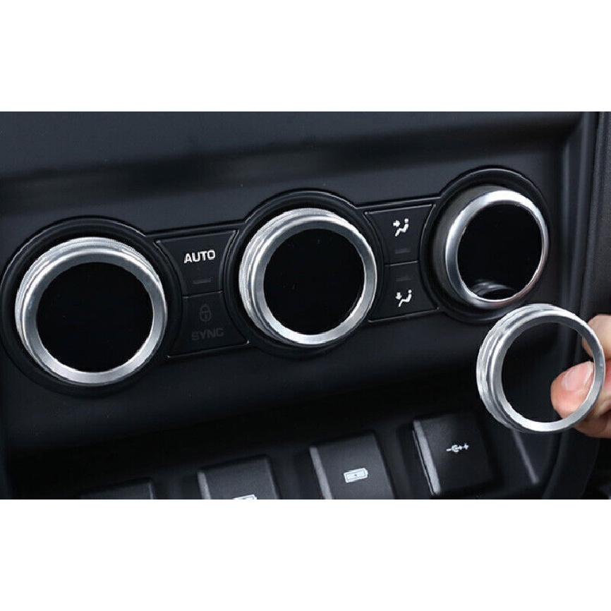 Fit For Defender 110 - Silver Aluminum Rear AC Knob Ring Cover Trim 3pcs