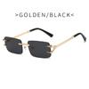Fashion Rimless Square Double Bridge Sun Glasses Vintage Women Men Sunglasses UV400