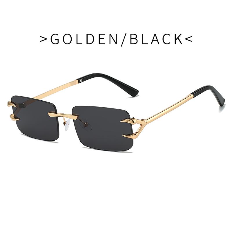 Fashion Rimless Square Double Bridge Sun Glasses Vintage Women Men Sunglasses UV400