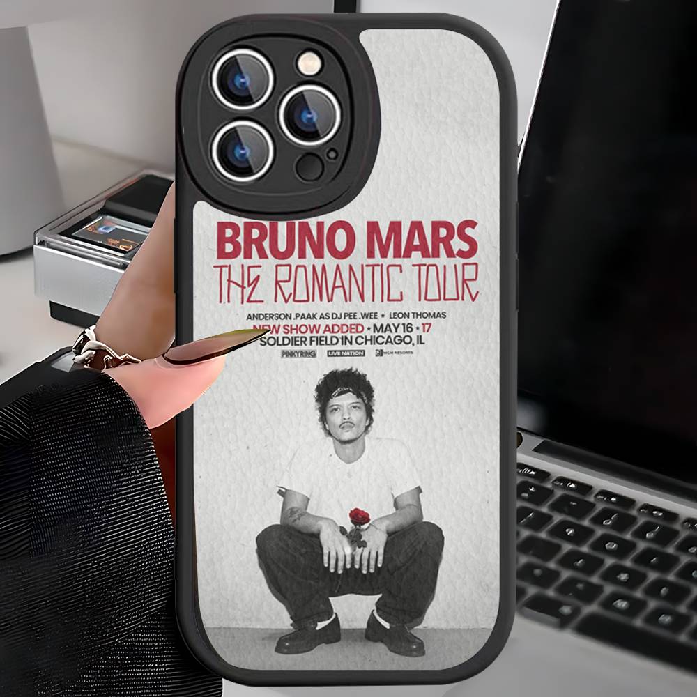 Famous Bruno Mars The Romantic Leather Phone Case For IPhone 15 14 13 Pro Max 12 11 16 Plus Phone Cover