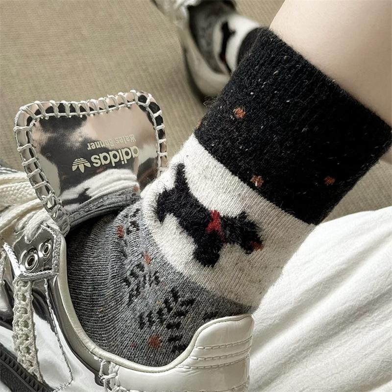Winter Is Coming~ Wool Thermal Socks Children'S Medium Tube Socks Thickened Plush Cute Puppy Stockings