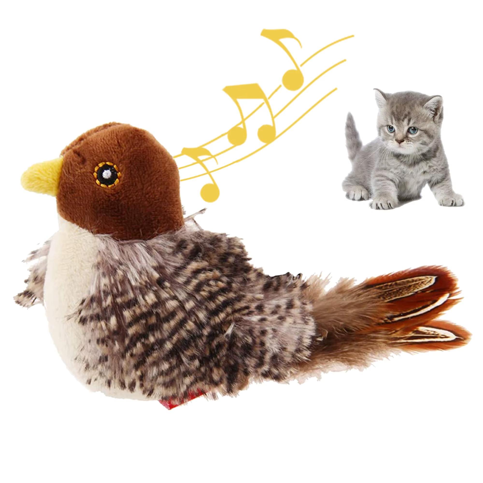 

Interactive Cat Toy Simulated Chirping Flying Bird Plush Toy with Flapping Wings for Adult Cats