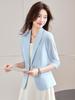 Women's White Acetate Satin Blazer: Thin, 3/4 Sleeves, Spring/Summer, Goddess Style, Professional Suit Jacket