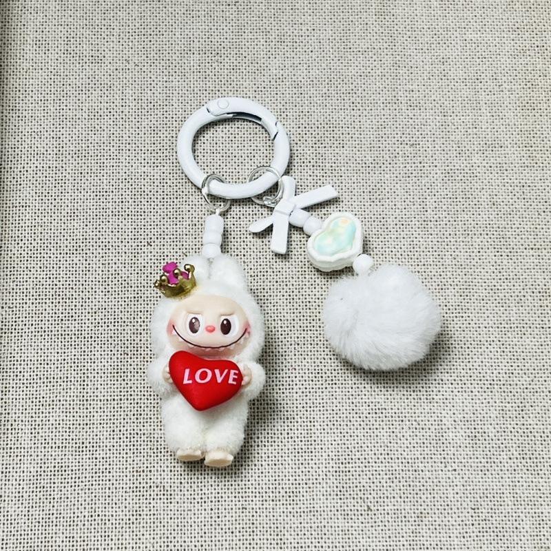 Cartoon Cute Flocking Mini Standing Mobile Phone Pendant Schoolbag Doll Keychain Gift