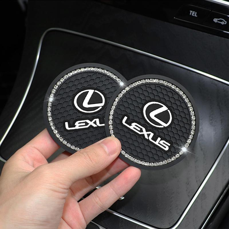 1/2pcs Non-slip Car Diamond Water Cup Pad Rhinestone Silicon Mat For Lexus F-SPORT ES RX NX LS UX LM LX GX LC RZ IS CT GS RC HS