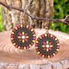 Vintage Bohemian Round Drop Earrings for Women Ethnic Simple Drop Oil Flower Shaped Temperament Earrings Female Jewelry