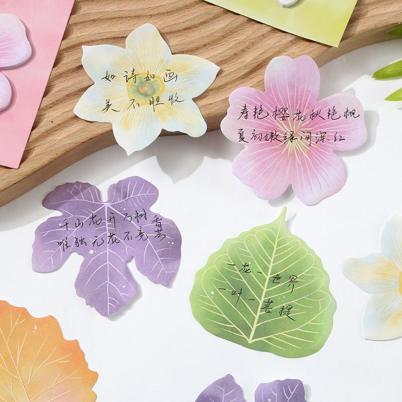 Office School Supplies Leaves and Flowers Special Shaped Sticky Notes Cartoon Wholesale Cute Memo Pad N Times Paper Kawaii