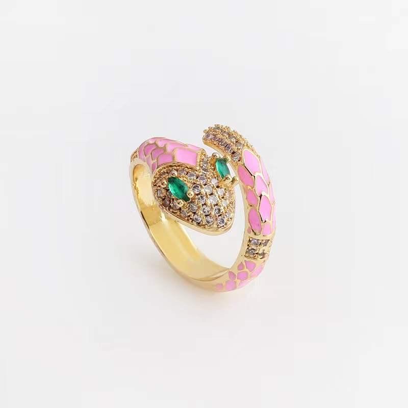 Women's adjustable copper micro-inlaid zircon gold ring