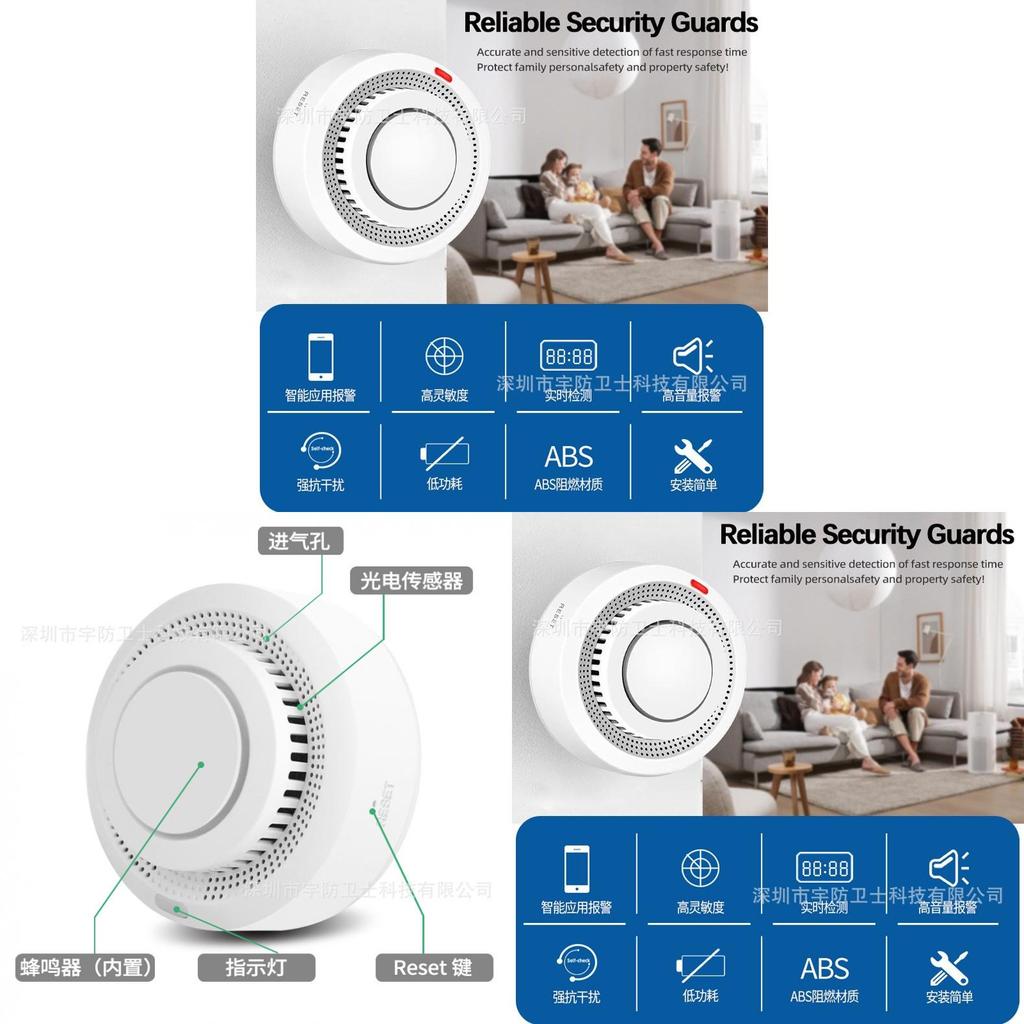 Wifi Smoke Detector With 360 Degree Detection For Home And Commercial Use