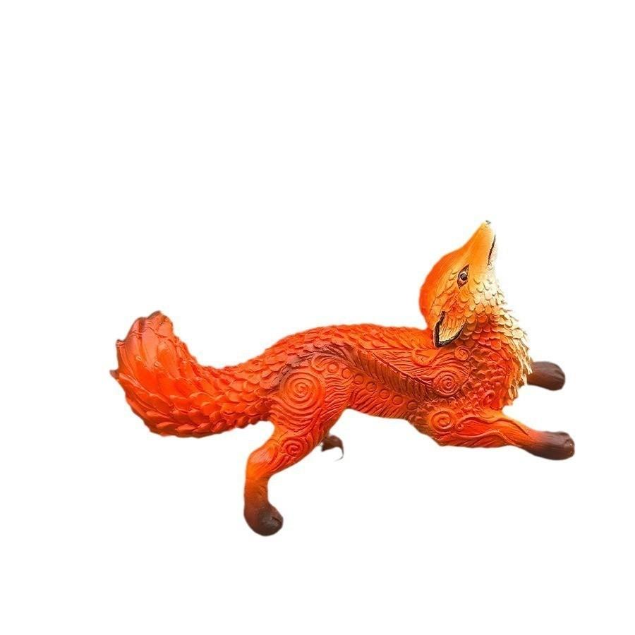 Adorable Fox Figurine Charming Resin Decorative Statue For Home And Garden Display