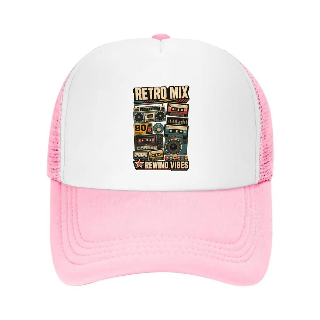 Retro Boombox Mix Tape Revival Mesh Baseball Cap Casual Hat Outdoor For Womens Unisex FeUnisex