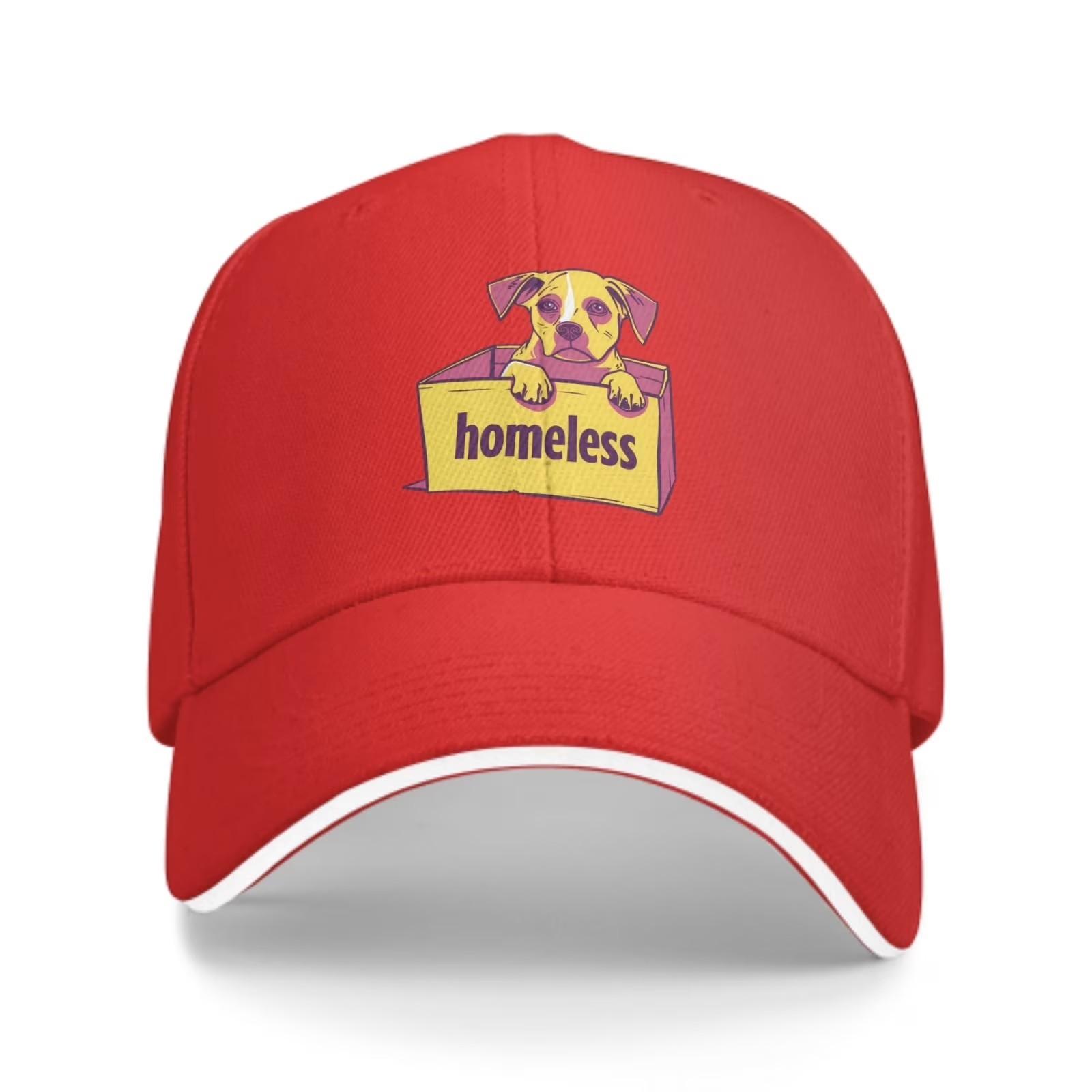 Homeless Dog Graphic Baseball Cap Unisex Adjustable Outdoor Casual Curved Brim Hat One Size