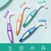 1pc Denture Toothbrush Cleaning Brush Dual Heads Gum Cleaner Invisible Braces Descaling Brush Multi-Layered Bristles False Oral Cleaning Tools