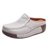 Genuine leather comfortable thick-soled bag head half slippers women's summer wear breathable hollow soft bottom slope heel cool slippers