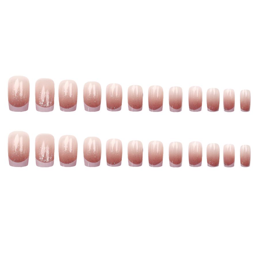 24-teiliges Set: Einfache französische Gradient-Kurz-Aufhellungs-Fingernägel mit abnehmbaren Aufklebern